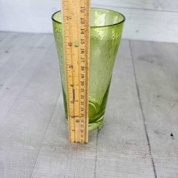 Hand-Blown Weighted Base Flared Artisan Mexico Lime Green Glass Tumbler Set of 5 - Picture 10 of 16